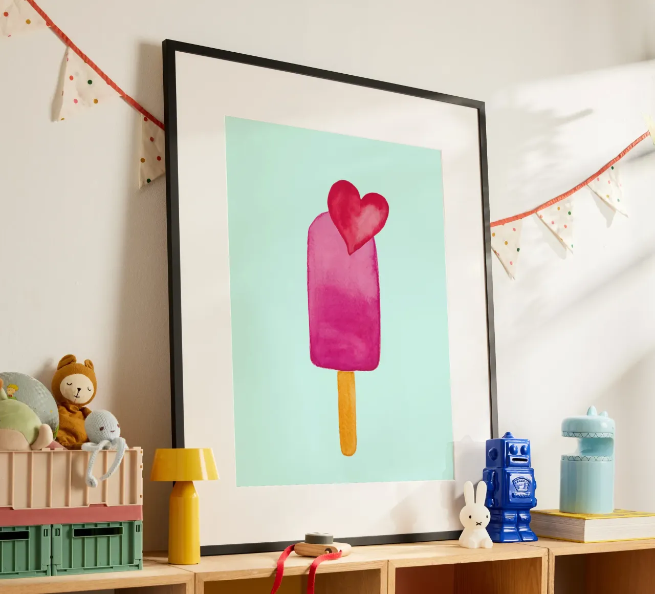 Pink Ice Lolly - Ice Cream - Eis am Stiel poster con telaio in alluminio da Petra Lang