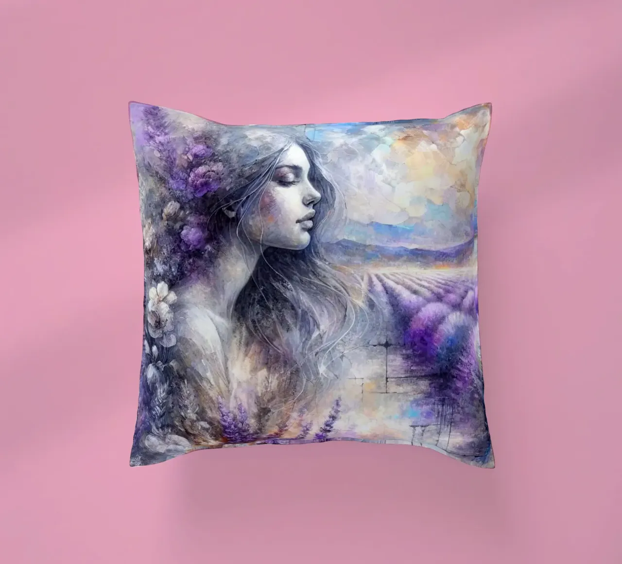 Whispers of Lavender Dreams decorative cushion by ZARAH