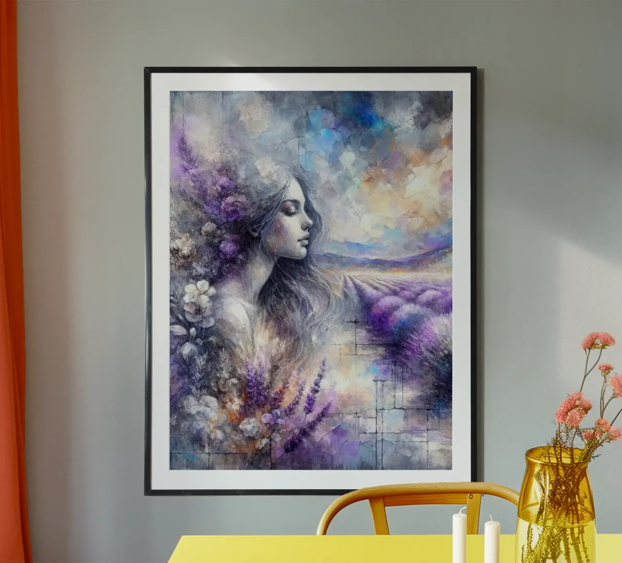 Geflüster von Lavendelträumen Poster mit Aluminium Rahmen von ZARAH