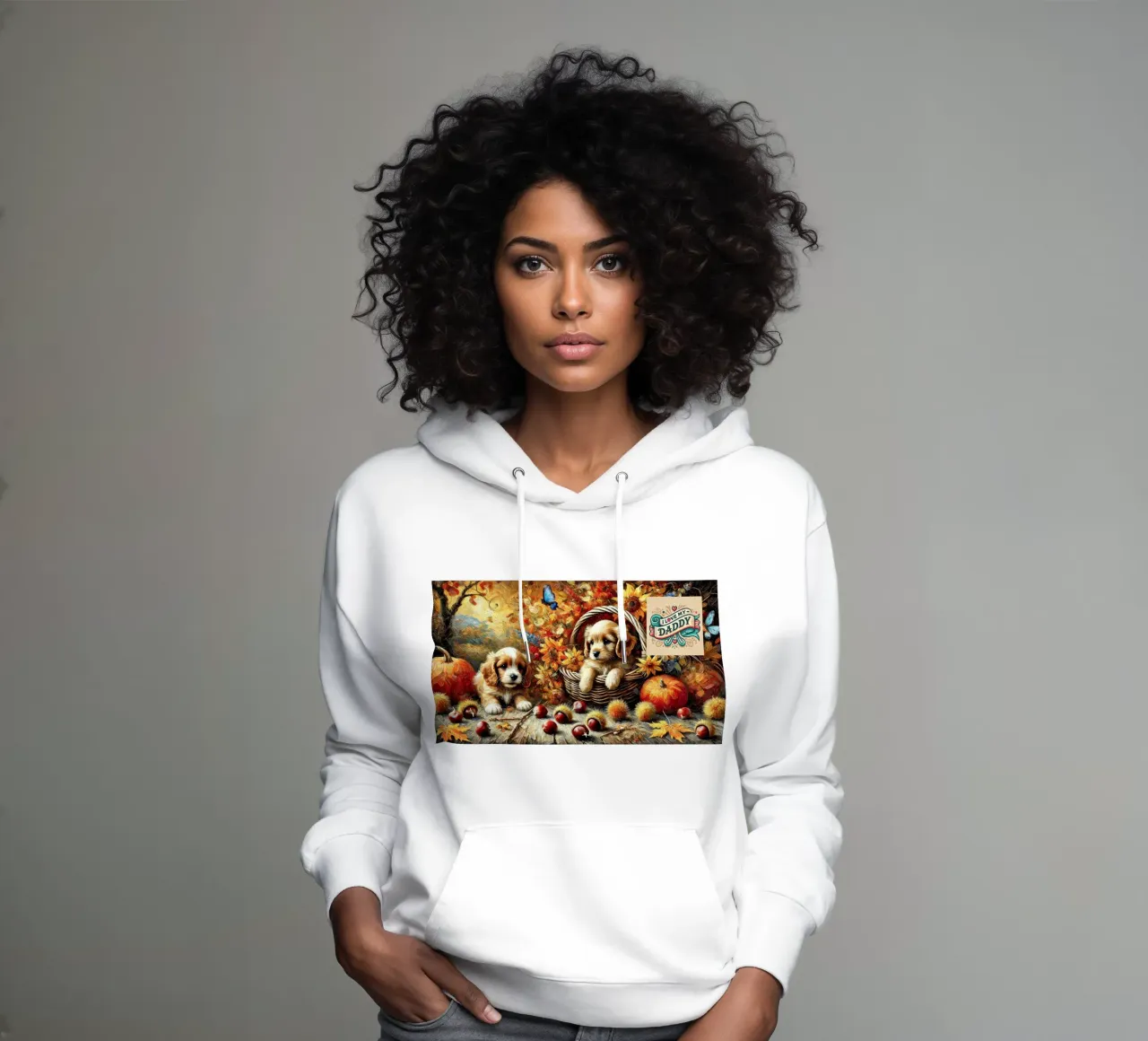 I LOVE MY DADDY IN AUTUMN, Puppy Dog Edition felpa con cappuccio da Vintage Van Gogh