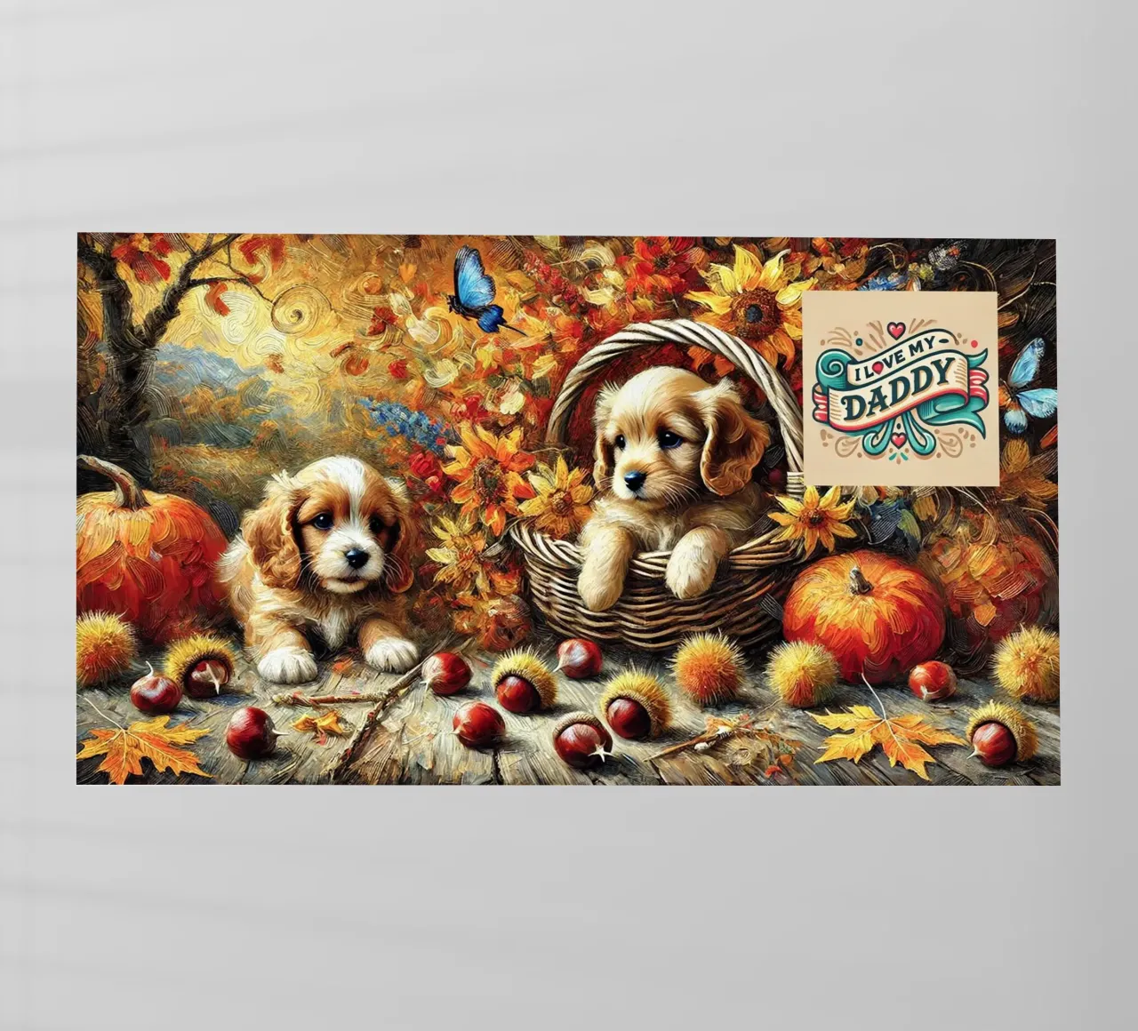 I LOVE MY DADDY IN AUTUMN, Puppy Dog Edition pellicola backlit da Vintage Van Gogh