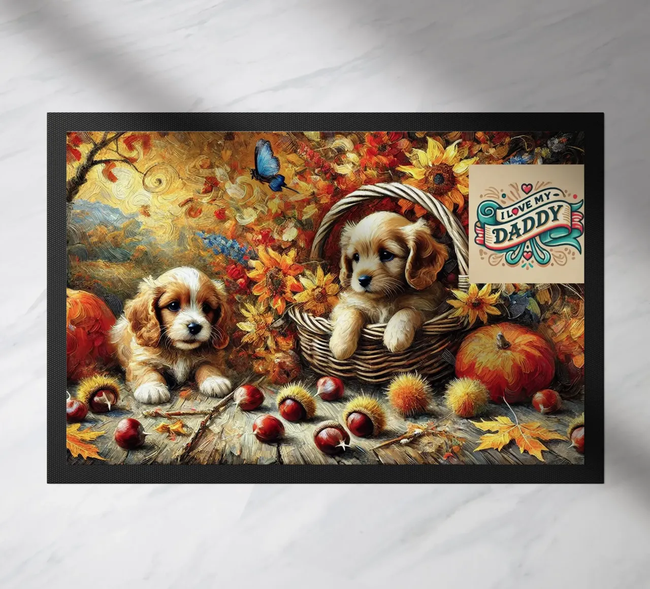 I LOVE MY DADDY IN AUTUMN, Puppy Dog Edition zerbino da Vintage Van Gogh