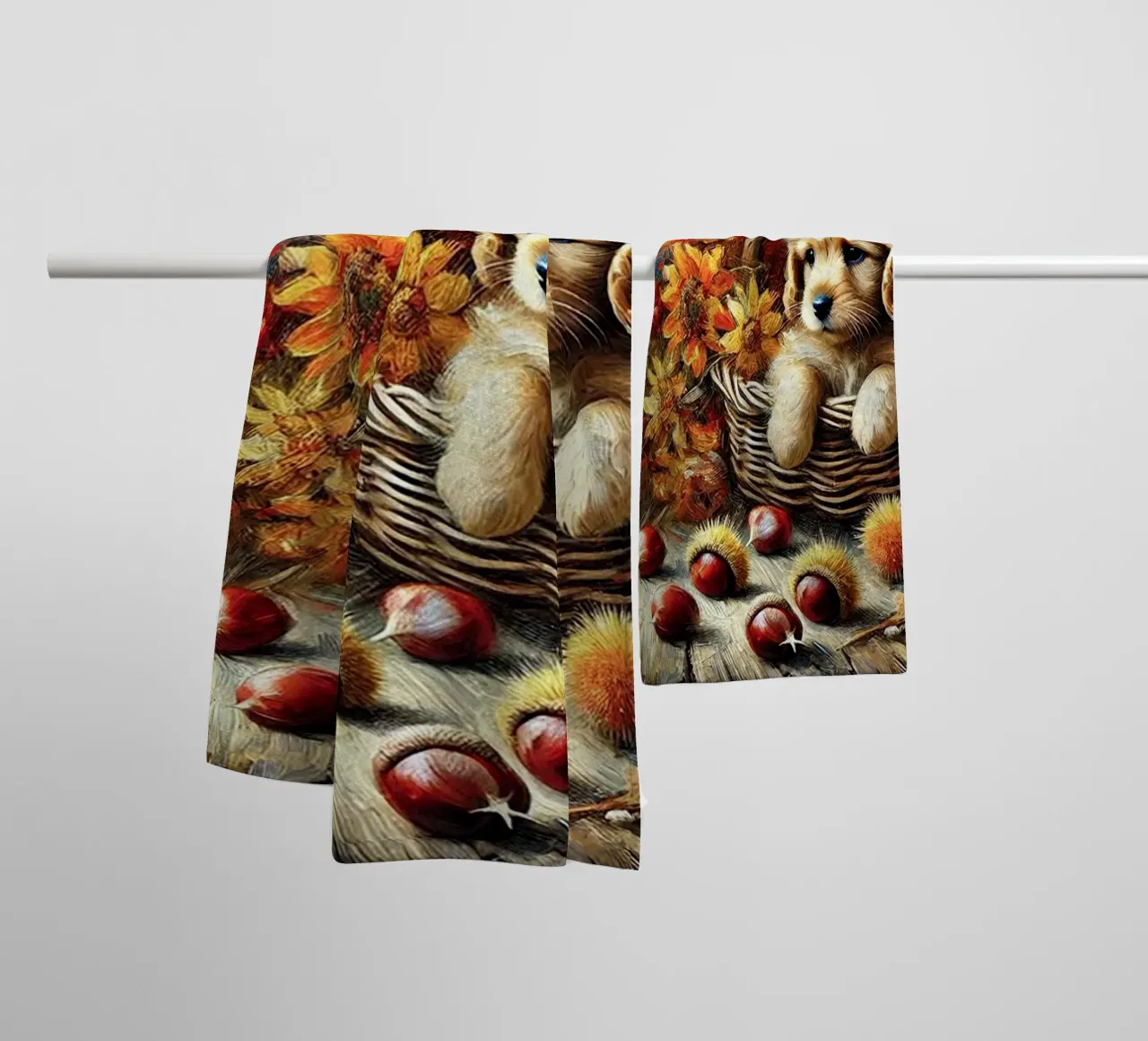 I LOVE MY DADDY IN AUTUMN, Puppy Dog Edition asciugamano da bagno da Vintage Van Gogh