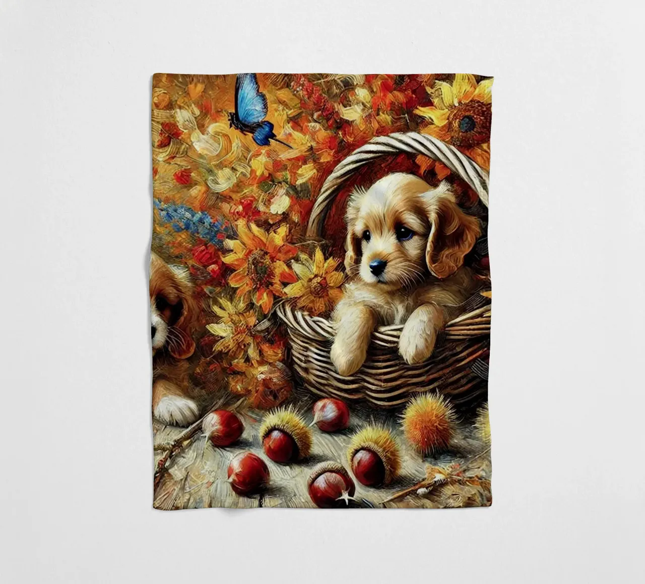 I LOVE MY DADDY IN AUTUMN, Puppy Dog Edition coperta in pile da Vintage Van Gogh
