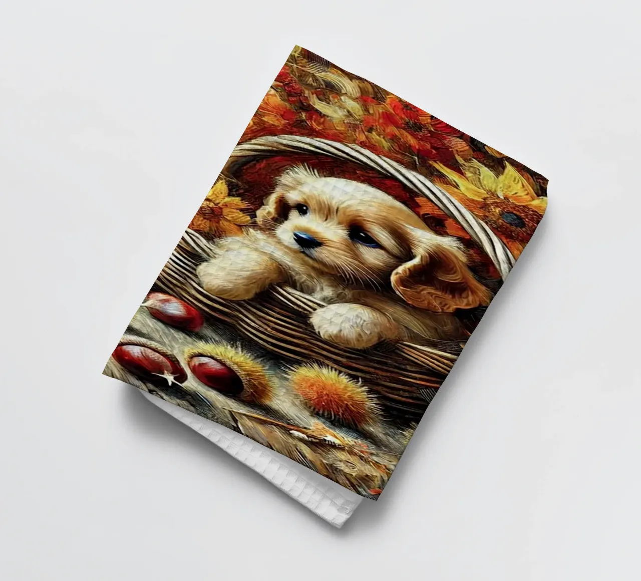 I LOVE MY DADDY IN AUTUMN, Puppy Dog Edition canovaccio da cucina da Vintage Van Gogh