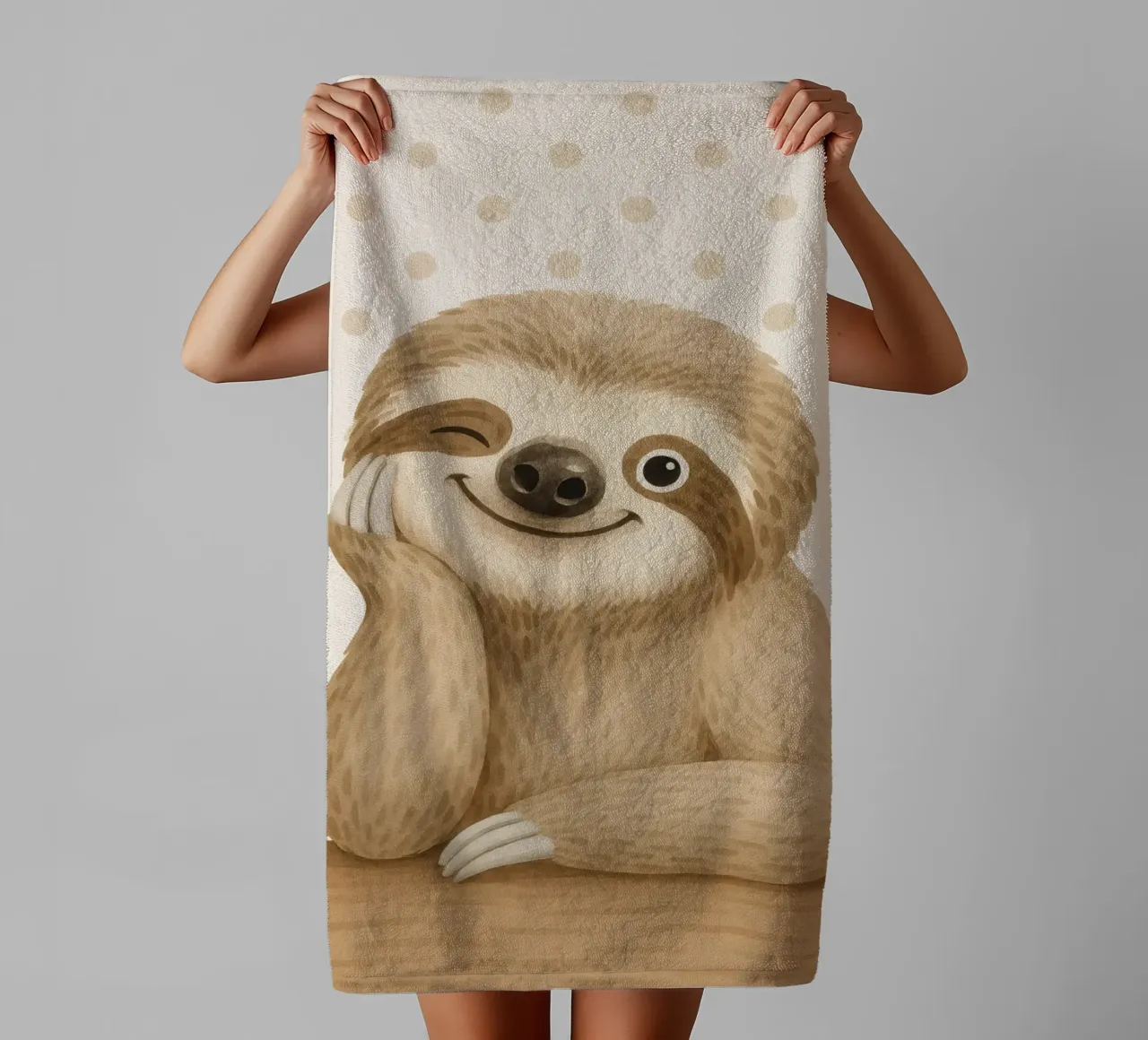 Cute Winking Sloth Cartoon Illustration towel by flufftee