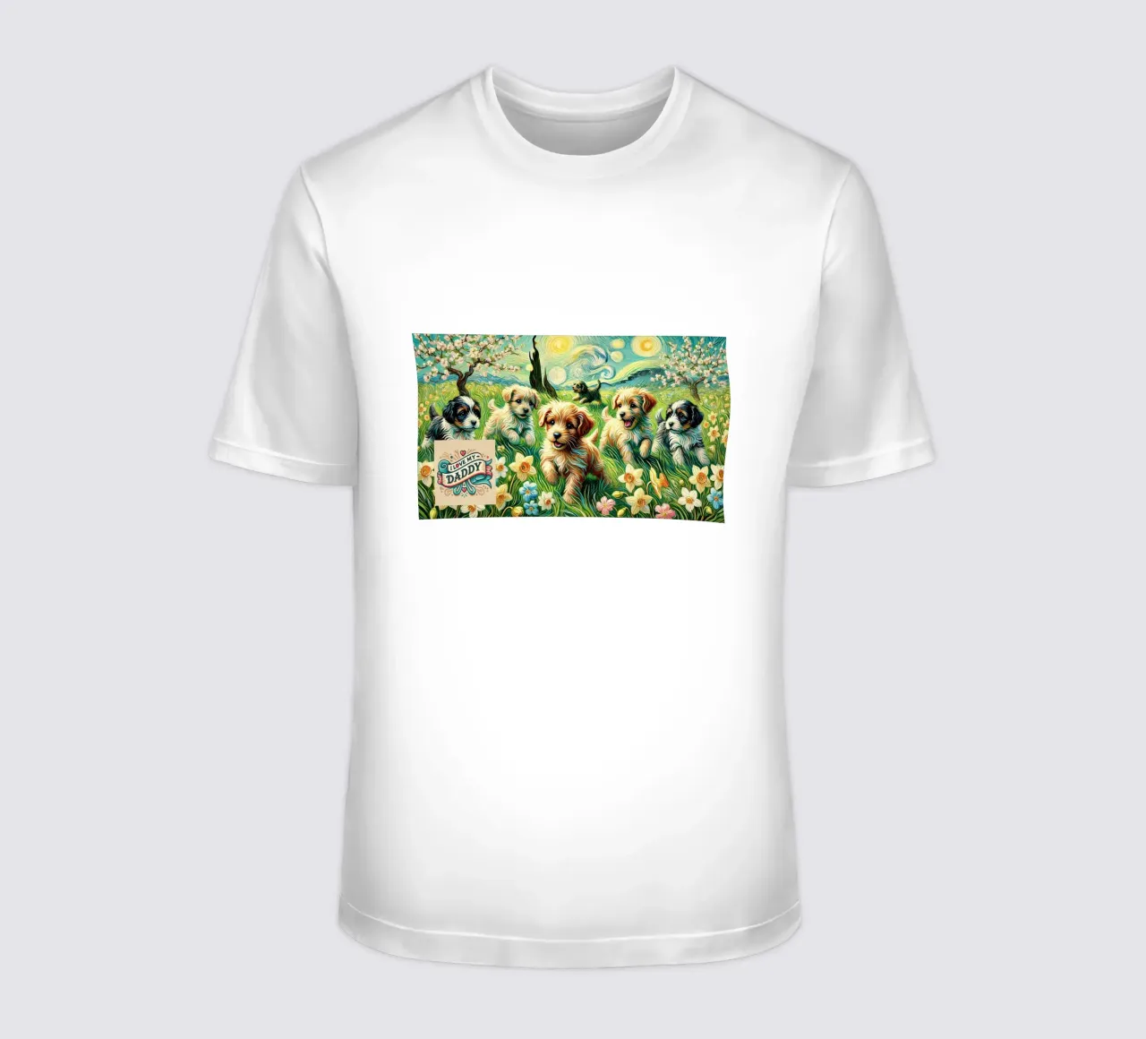 I LOVE MY DADDY IN SPRING, Puppy Dog Edition, Van Gogh Style t-shirt da Vintage Van Gogh