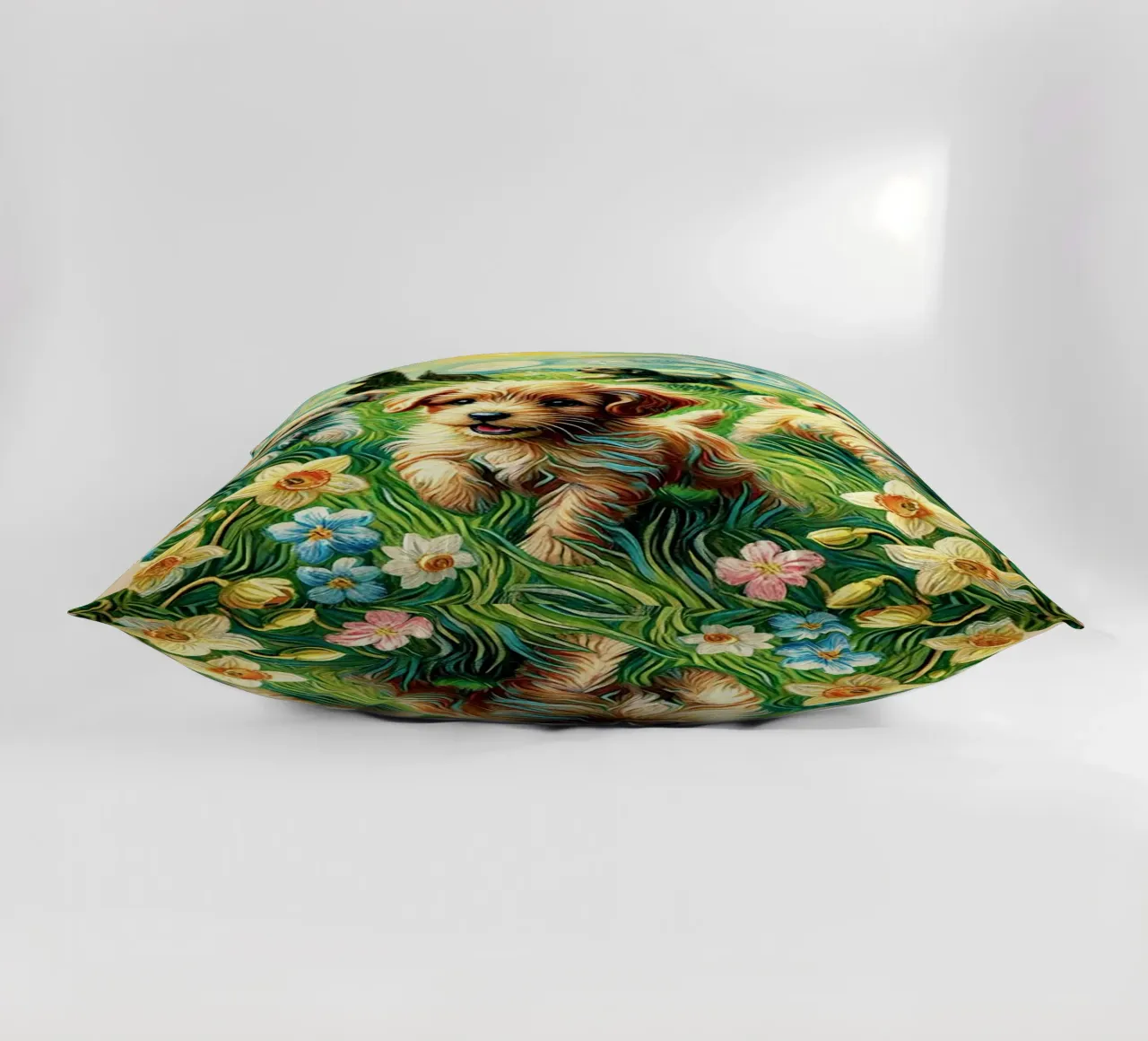 I LOVE MY DADDY IN SPRING, Puppy Dog Edition, Van Gogh Style cuscino da Vintage Van Gogh