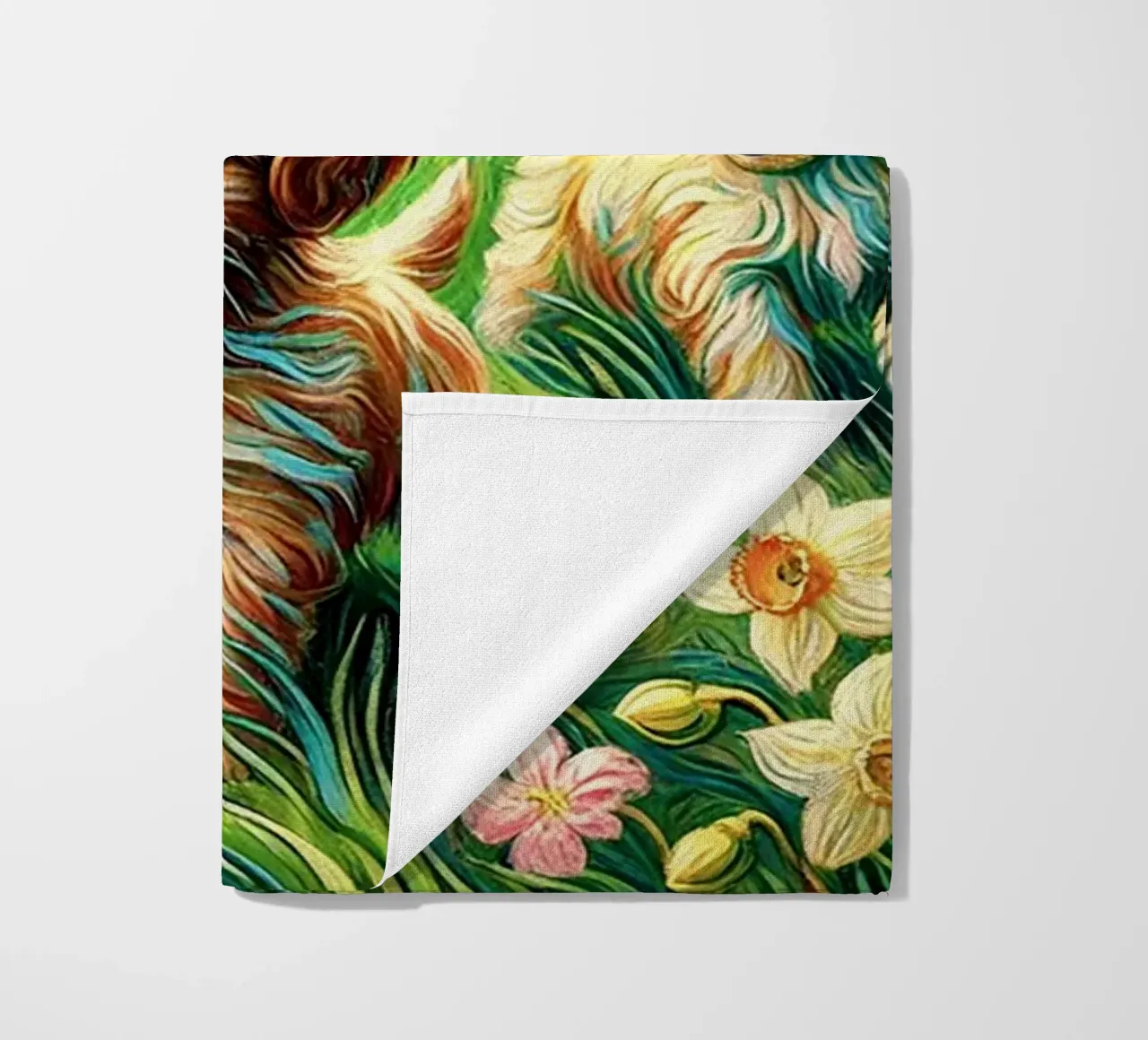 I LOVE MY DADDY IN SPRING, Puppy Dog Edition, Van Gogh Style telo mare da Vintage Van Gogh
