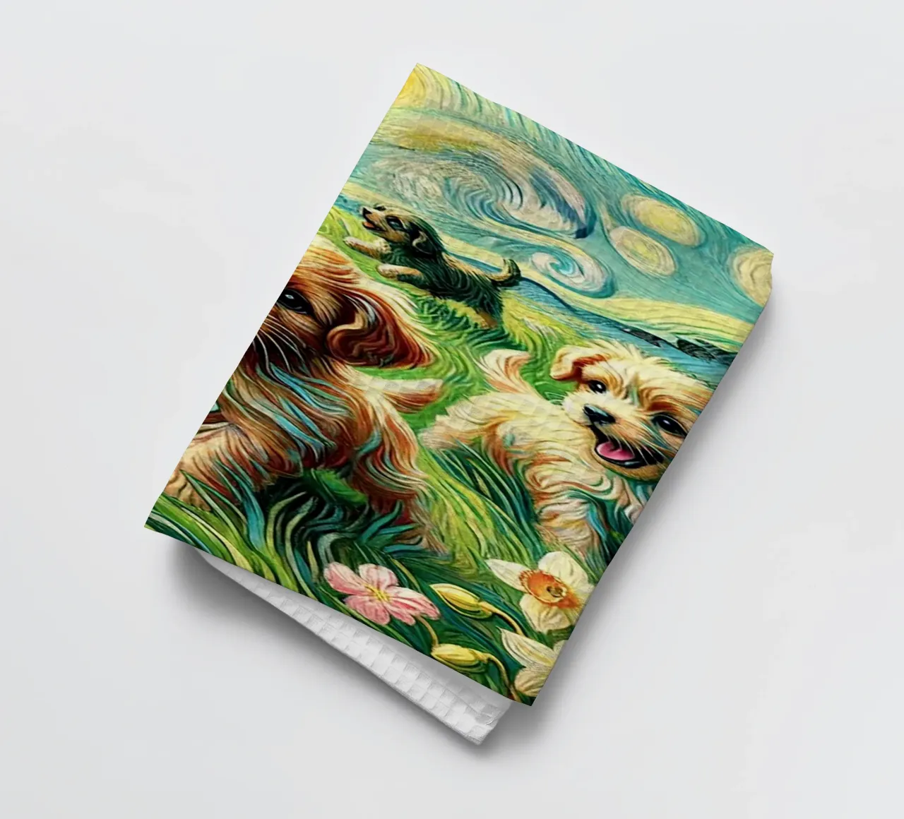 I LOVE MY DADDY IN SPRING, Puppy Dog Edition, Van Gogh Style canovaccio da cucina da Vintage Van Gogh