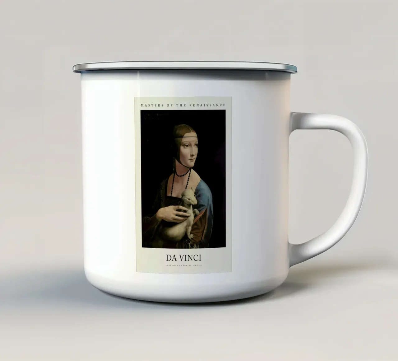 da Vinci - Lady with an Ermine tazza in smalto da Vintage by JUNIQE