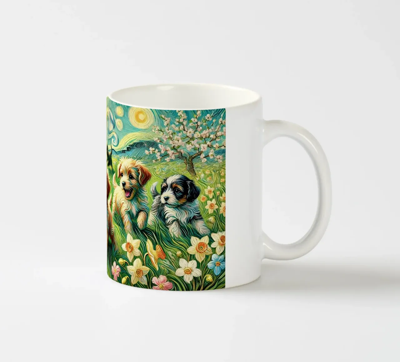 I LOVE MY MOMMY IN SPRING, Puppy Dog Edition tazza in ceramica da Vintage Van Gogh