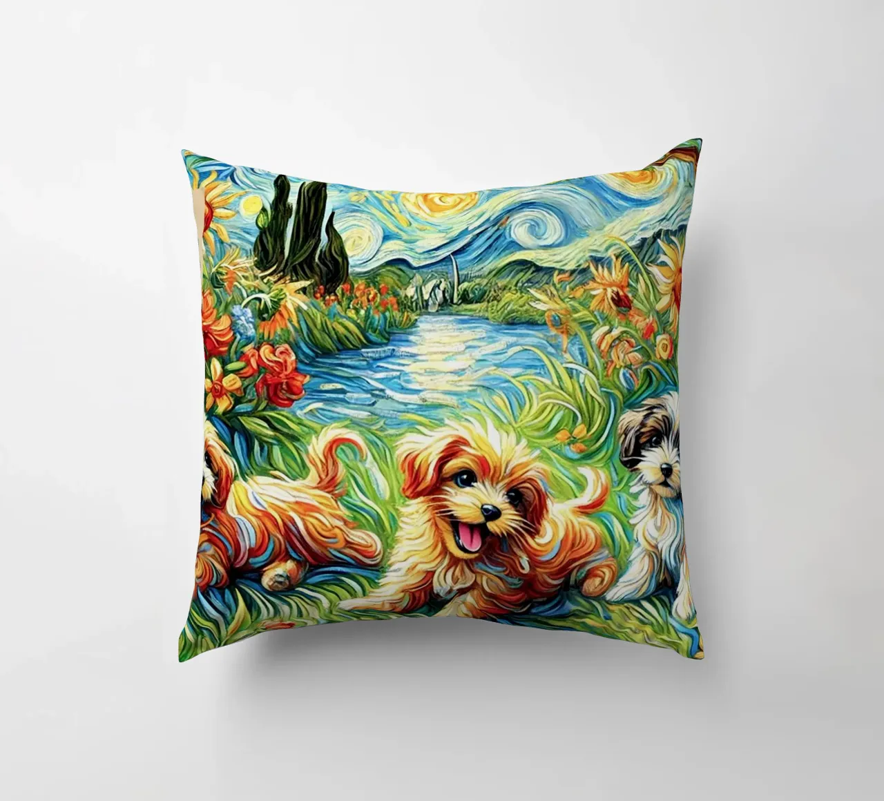 I LOVE MY DADDY IN SUMMER, Puppy Dog Edition cuscino da Vintage Van Gogh