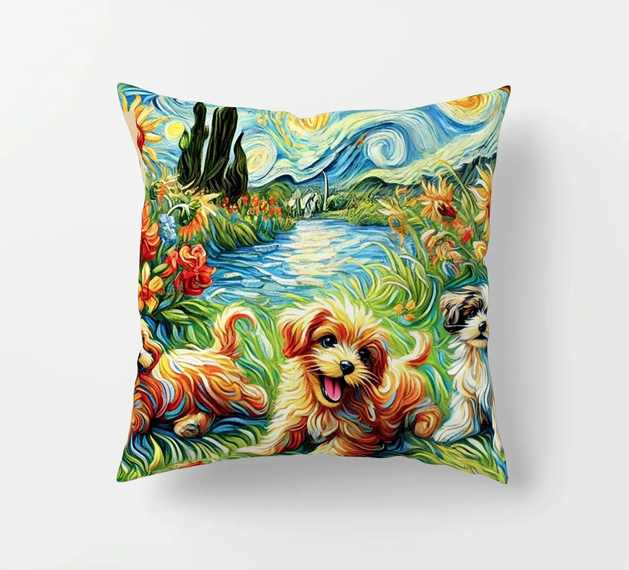 I LOVE MY DADDY IN SUMMER, Puppy Dog Edition cuscino da Vintage Van Gogh