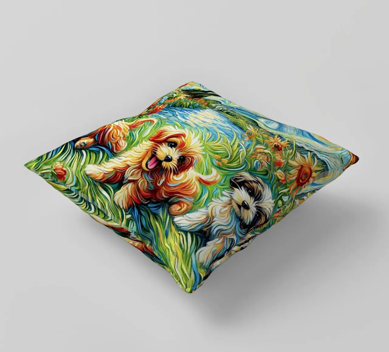 I LOVE MY DADDY IN SUMMER, Puppy Dog Edition cuscino da Vintage Van Gogh