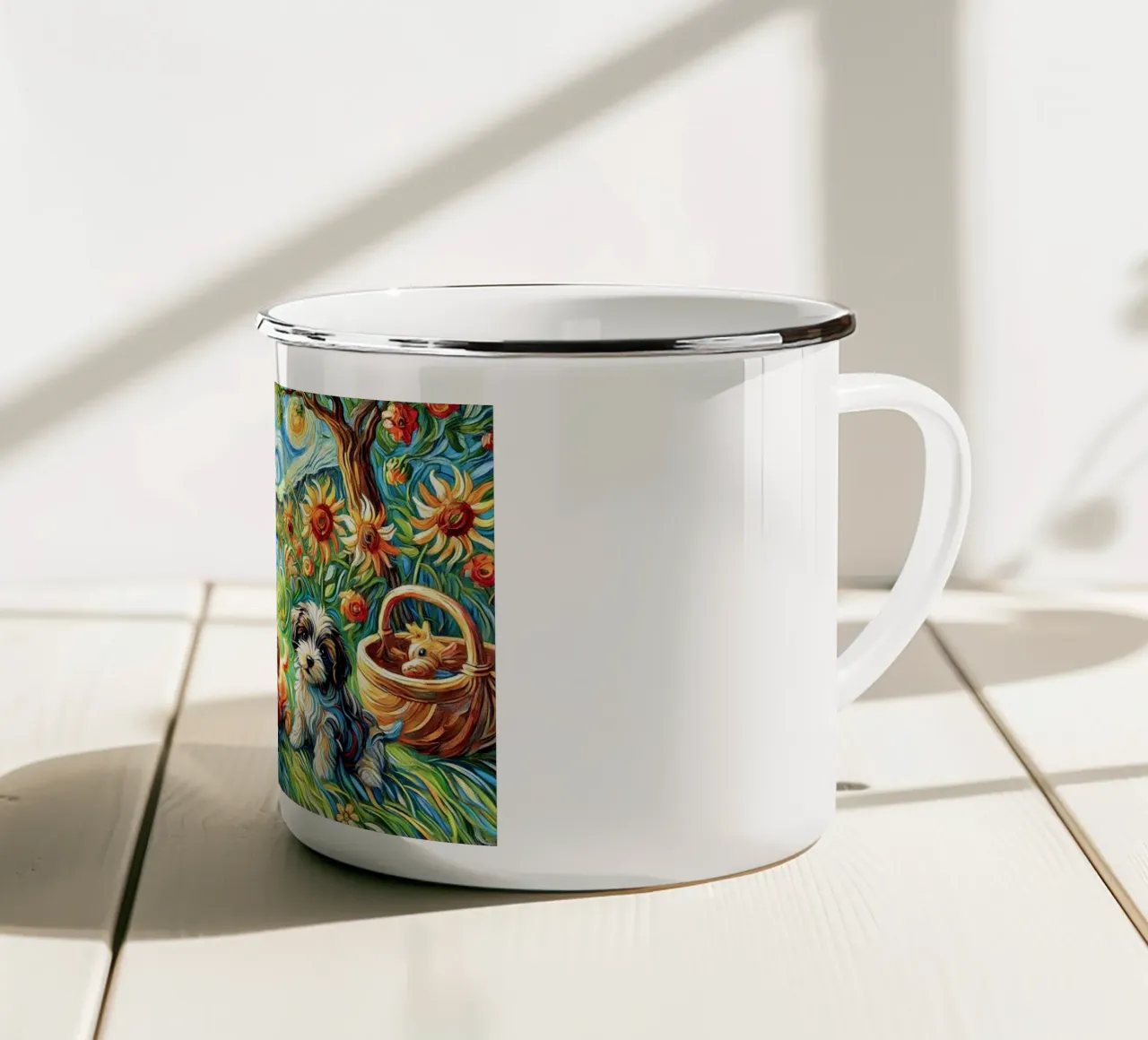 I LOVE MY DADDY IN SUMMER, Puppy Dog Edition tazza in smalto da Vintage Van Gogh
