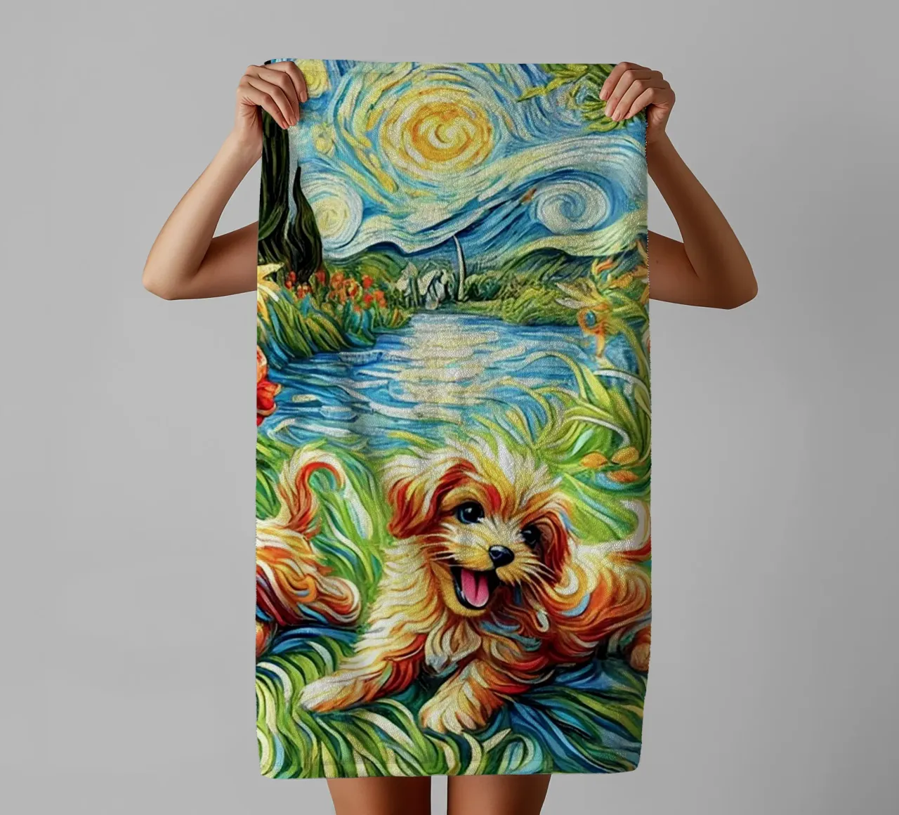 I LOVE MY DADDY IN SUMMER, Puppy Dog Edition asciugamano da bagno da Vintage Van Gogh