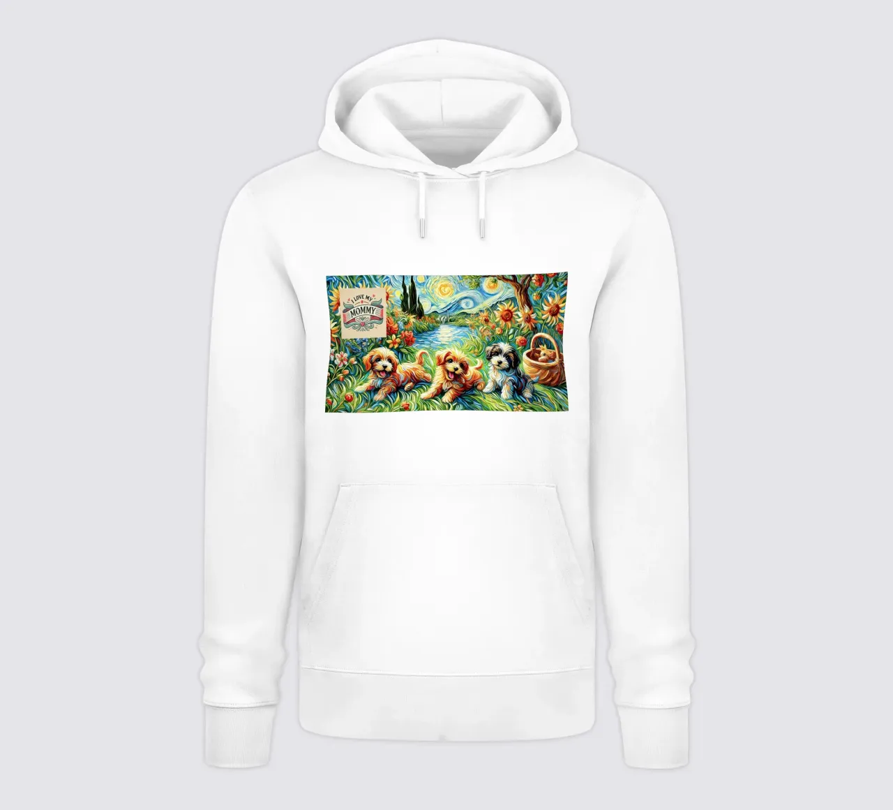 I LOVE MY MOMMY IN SUMMER, Puppy Dog Edition felpa con cappuccio da Vintage Van Gogh