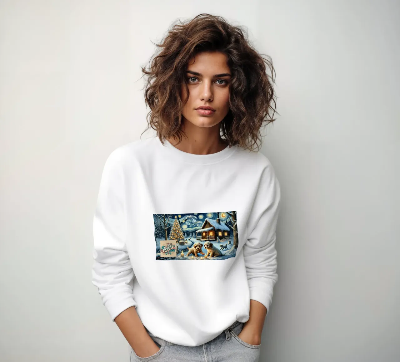 I LOVE MY DADDY IN WINTER, Puppy Dog Edition felpa da Vintage Van Gogh
