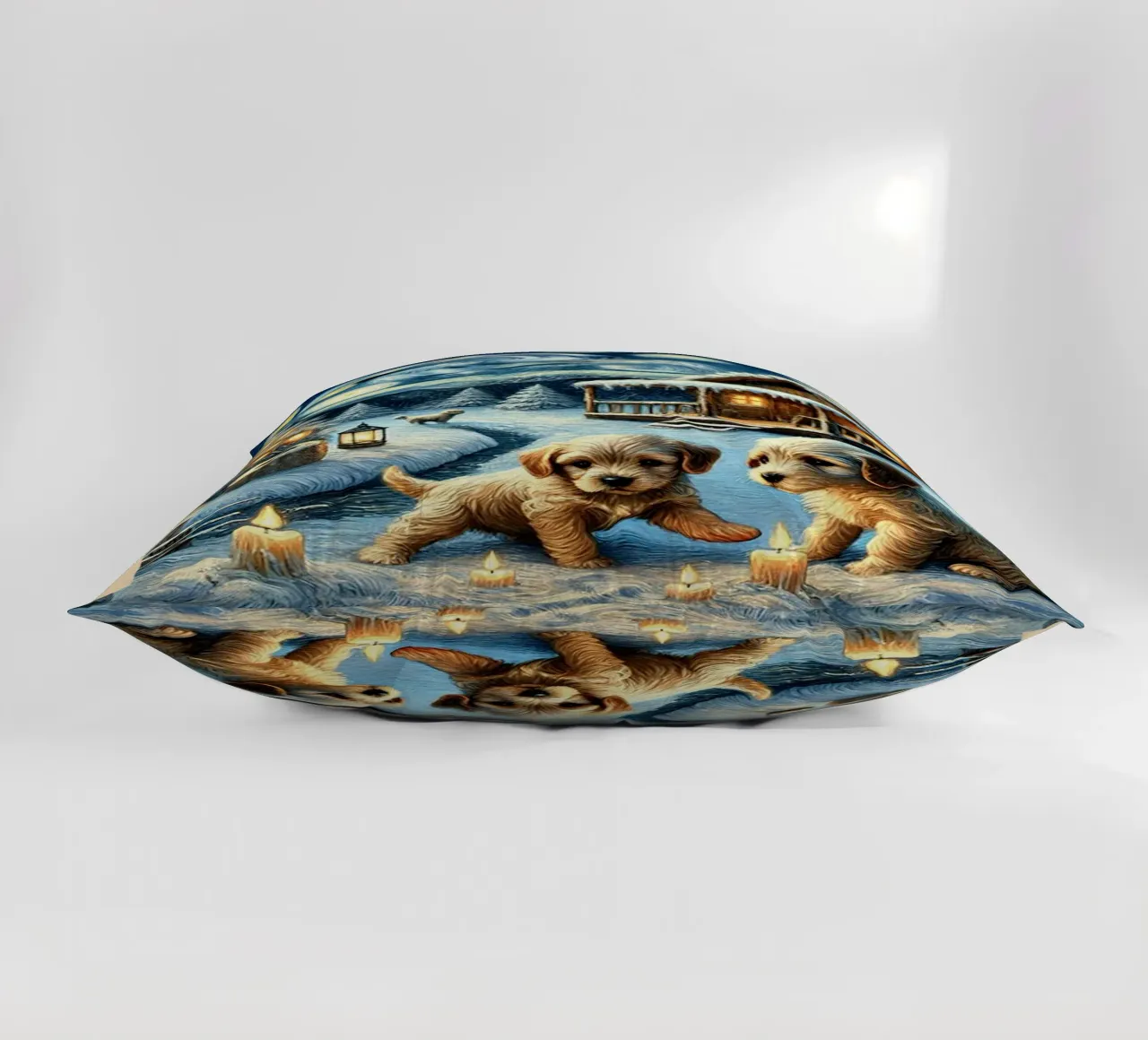 I LOVE MY DADDY IN WINTER, Puppy Dog Edition cuscino da Vintage Van Gogh
