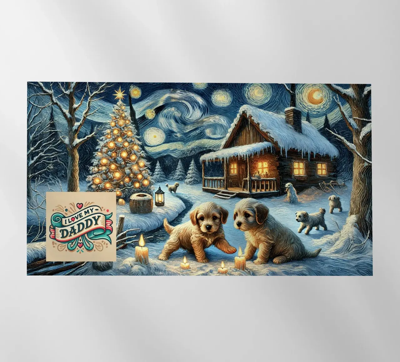 I LOVE MY DADDY IN WINTER, Puppy Dog Edition pellicola backlit da Vintage Van Gogh