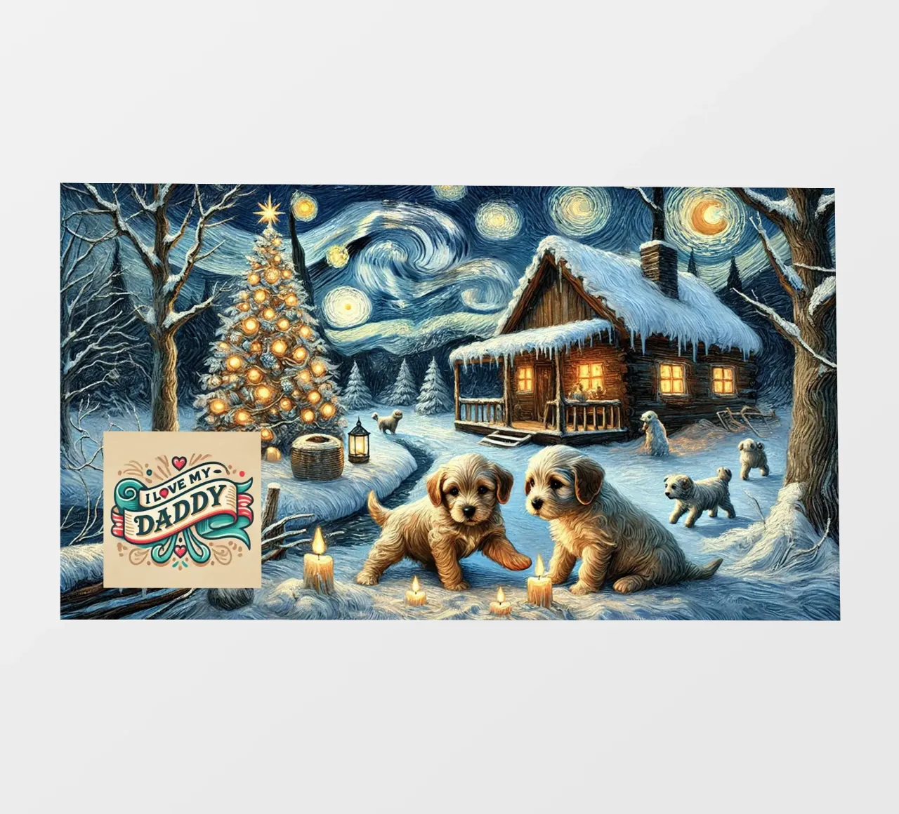 I LOVE MY DADDY IN WINTER, Puppy Dog Edition pellicola backlit da Vintage Van Gogh