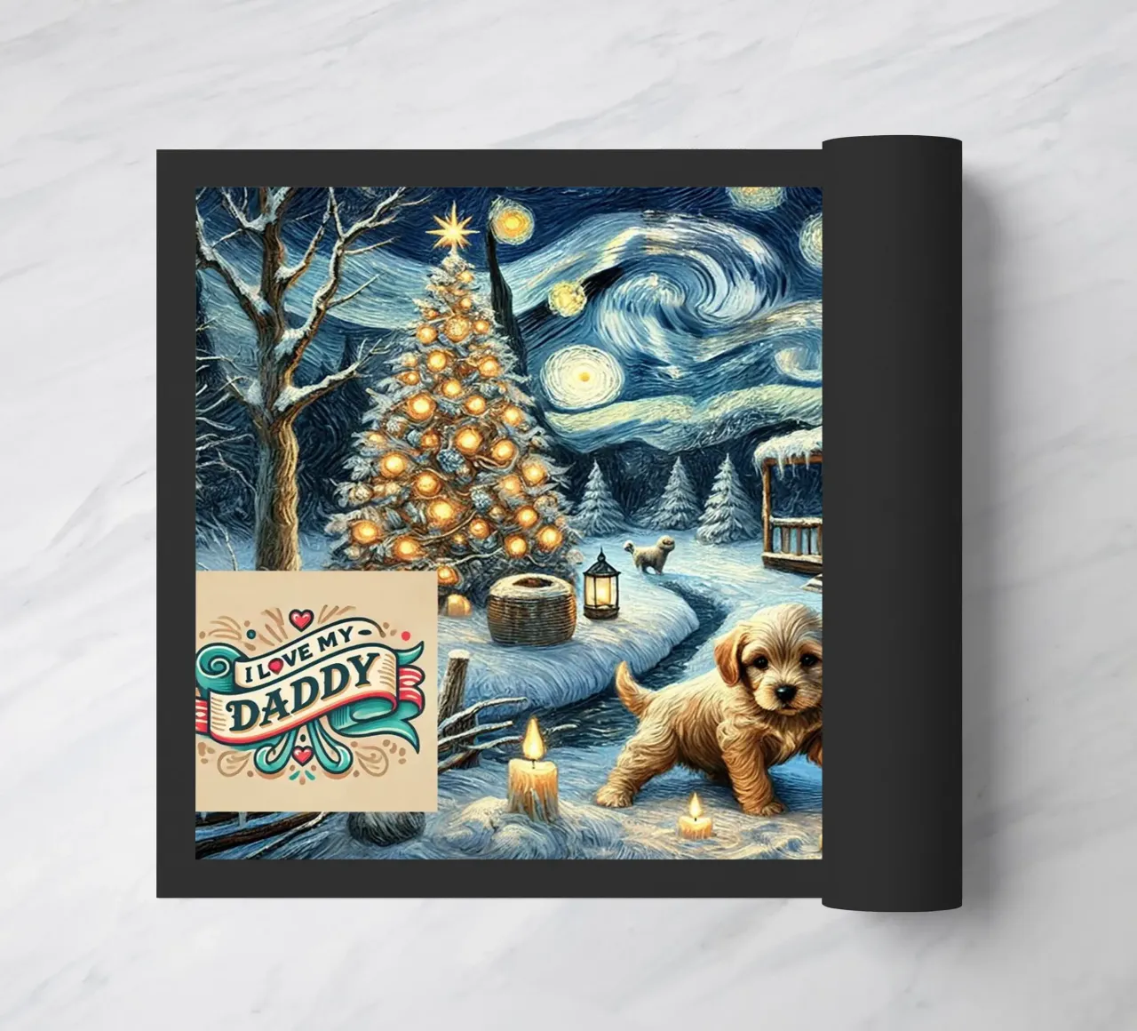 I LOVE MY DADDY IN WINTER, Puppy Dog Edition zerbino da Vintage Van Gogh