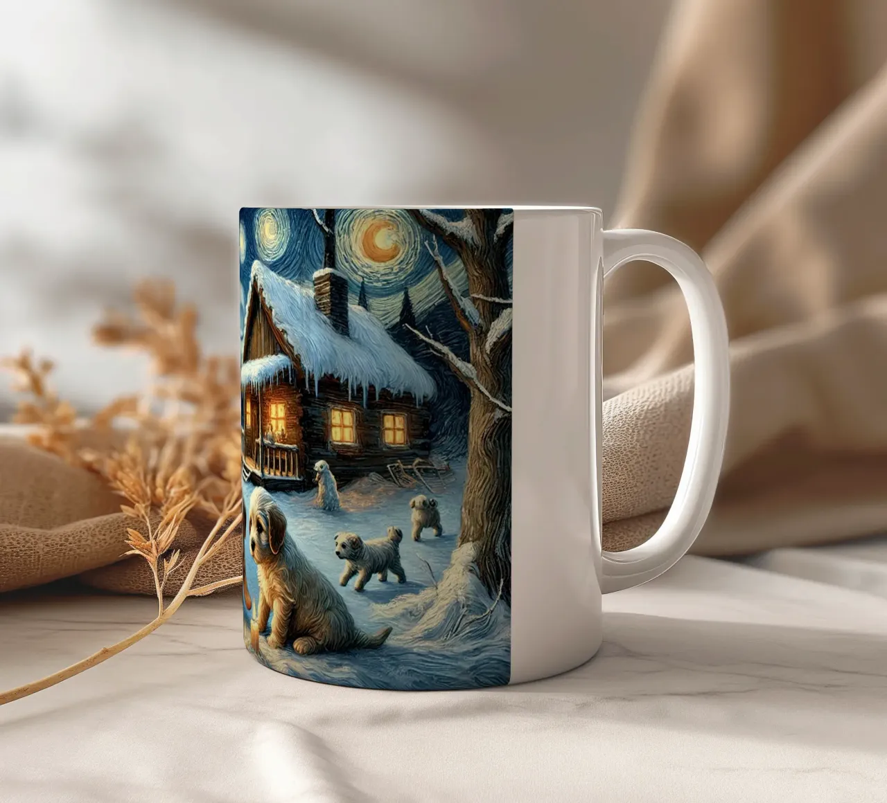 I LOVE MY DADDY IN WINTER, Puppy Dog Edition tazza in ceramica da Vintage Van Gogh