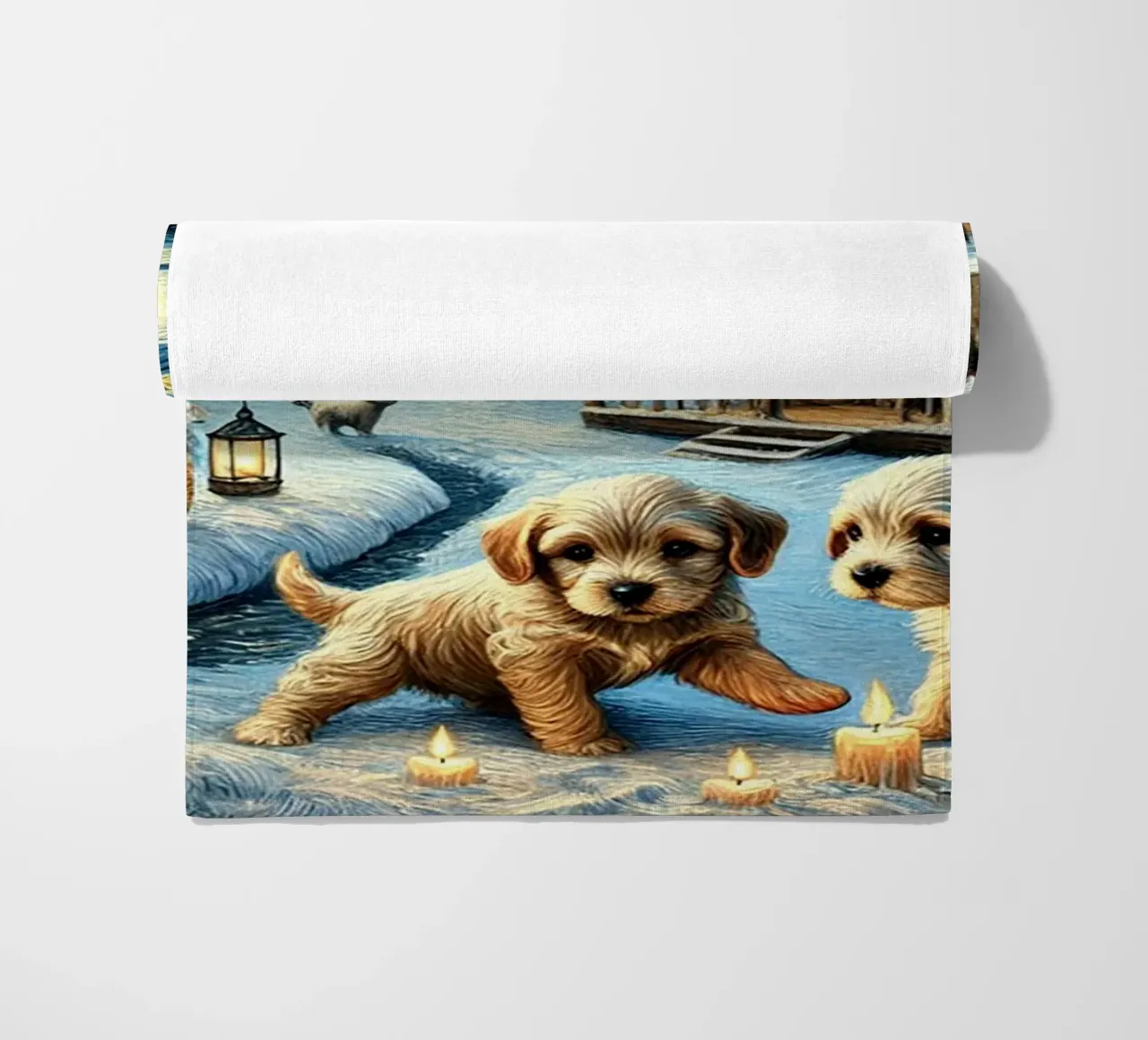 I LOVE MY DADDY IN WINTER, Puppy Dog Edition telo mare da Vintage Van Gogh