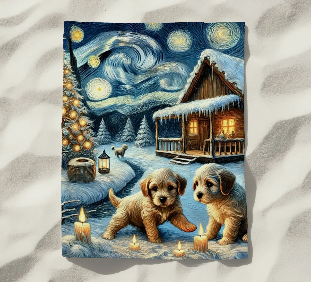 I LOVE MY DADDY IN WINTER, Puppy Dog Edition telo mare da Vintage Van Gogh