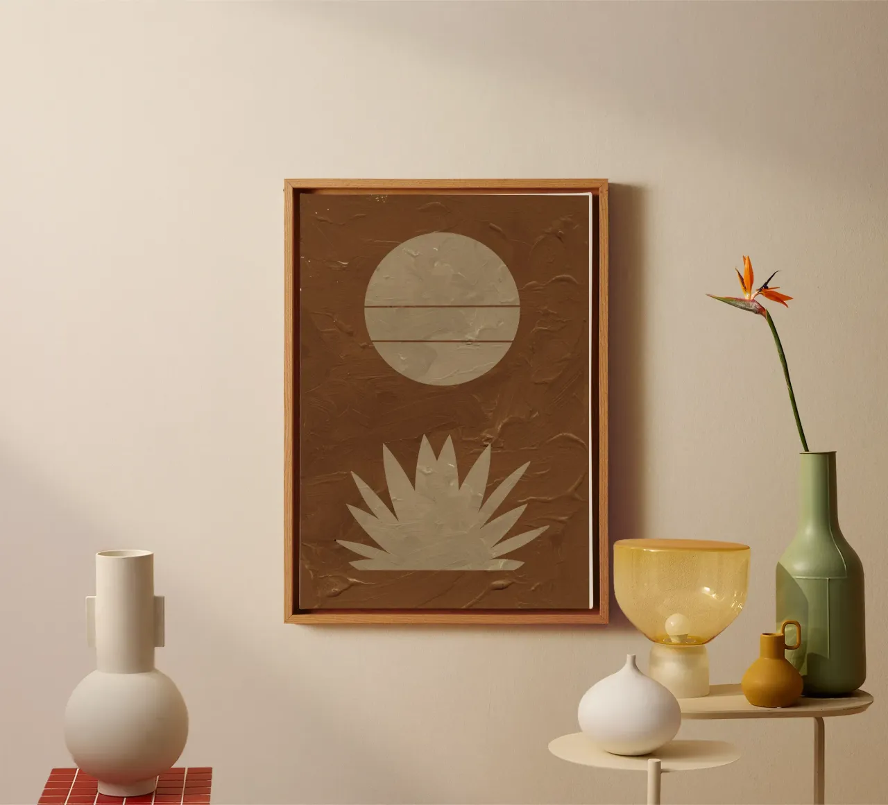 Terracotta Line No 06 tela con Cornice a cassetta da treechild