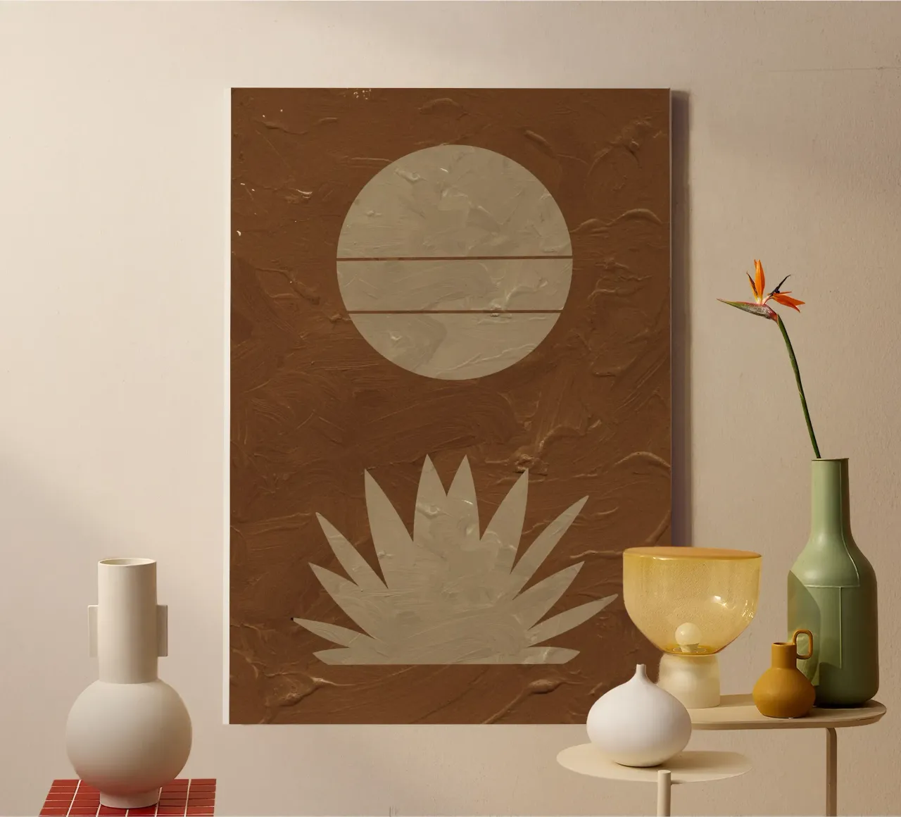 Terracotta Line No 06 tela con Cornice a cassetta da treechild