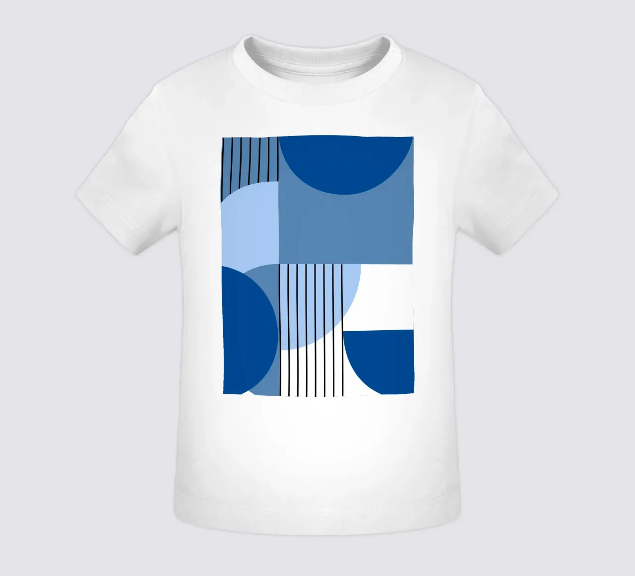 Composizione geometrica in blu maglietta neonato da Studio Vibe