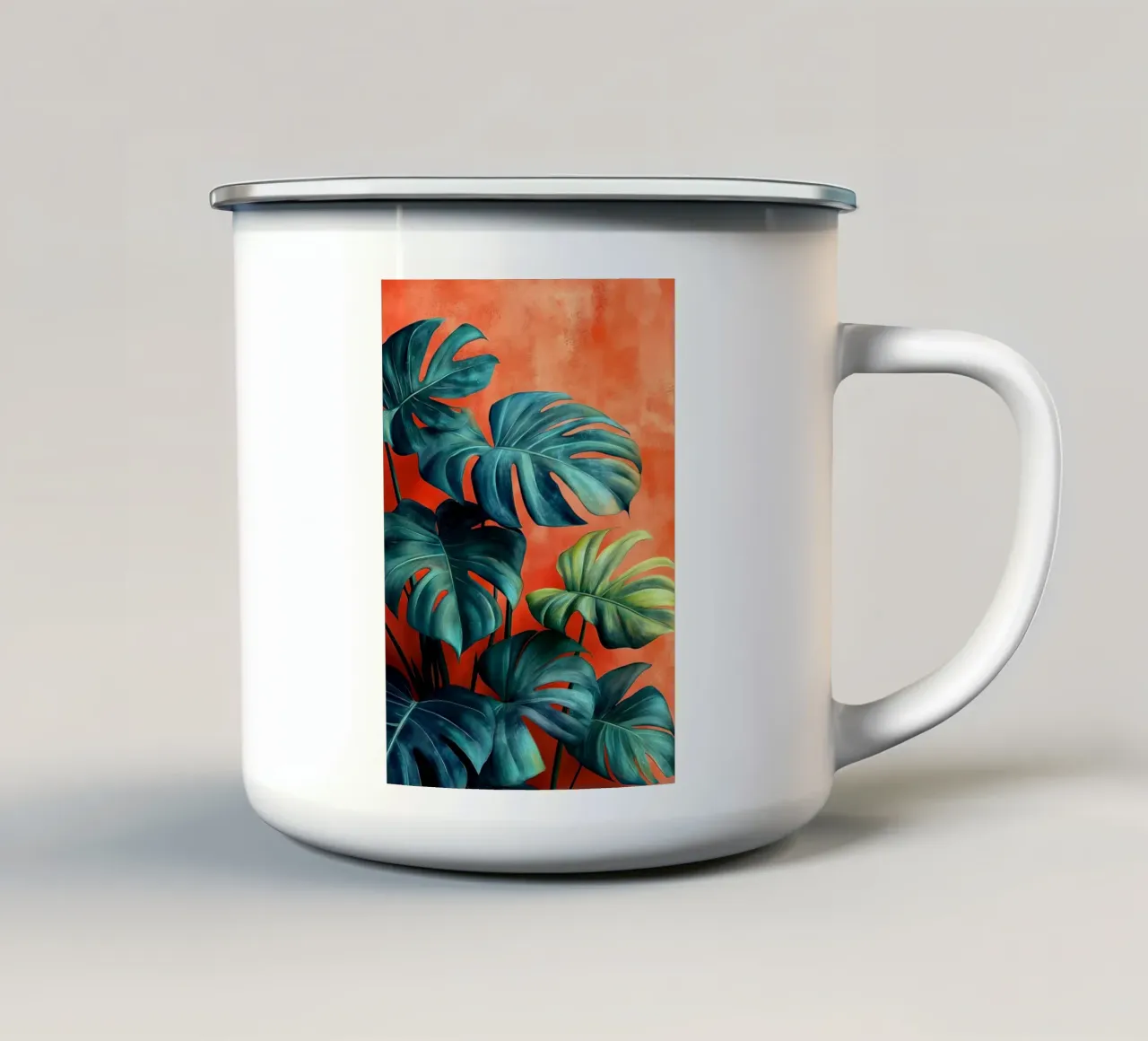 Foglie di Monstera tazza in smalto da Justyna Jaszke JBJart