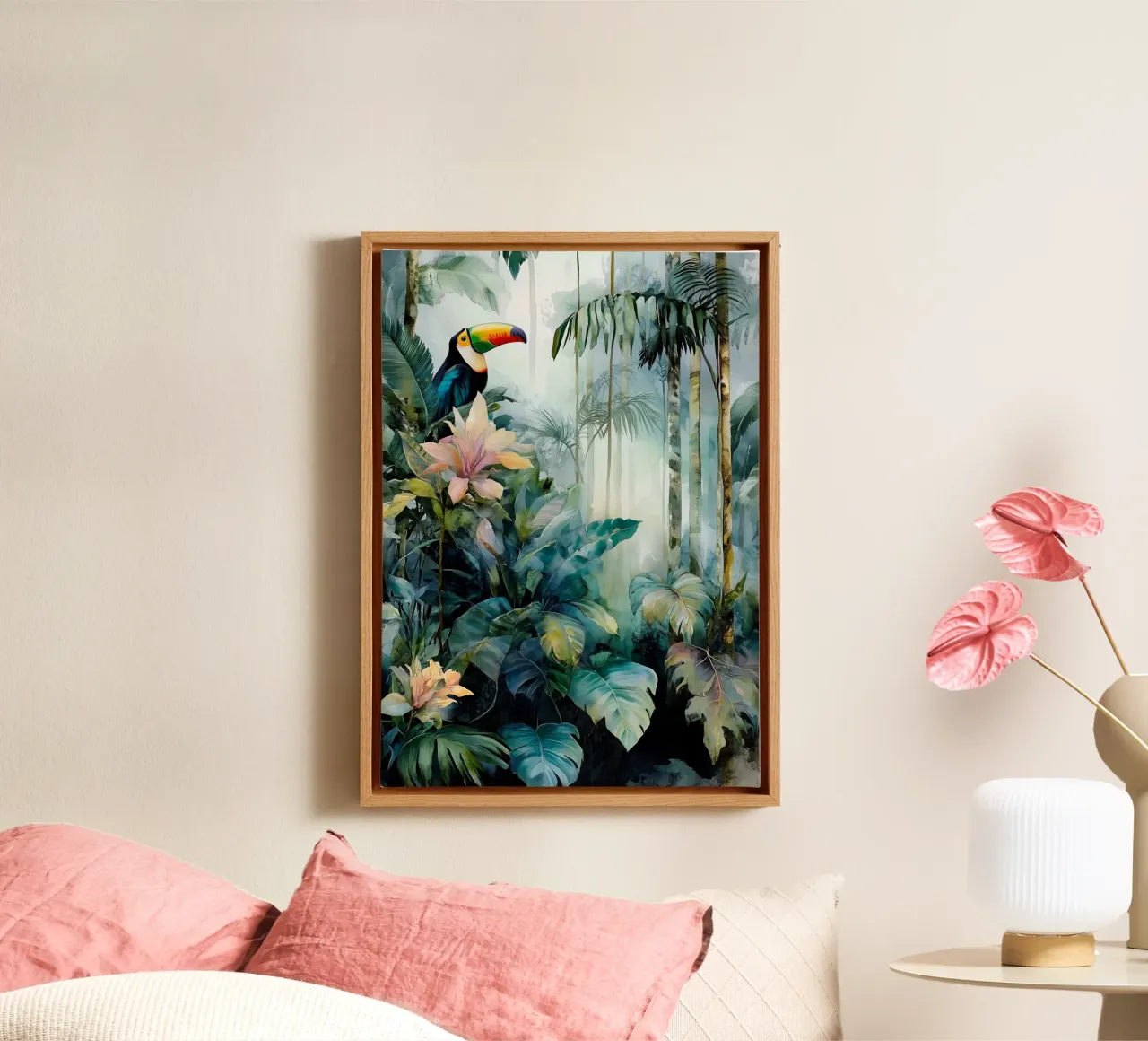 Toucan and jungle canvas by Justyna Jaszke JBJart