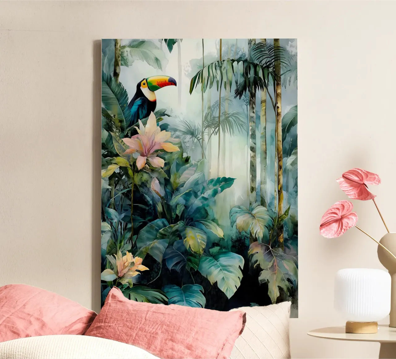 Toucan and jungle canvas by Justyna Jaszke JBJart