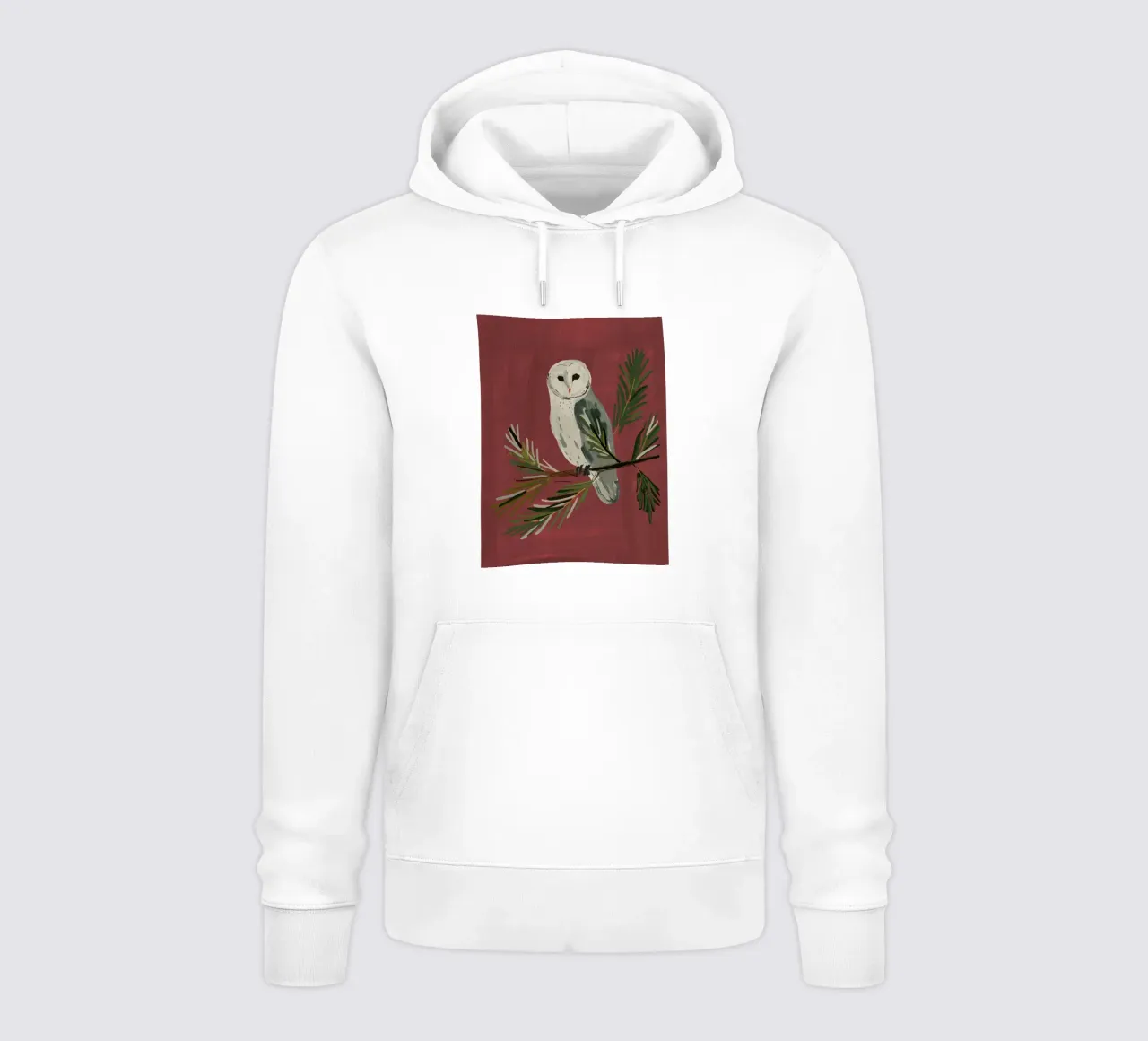 Uil op een dennentak hoodie van ThingDesign