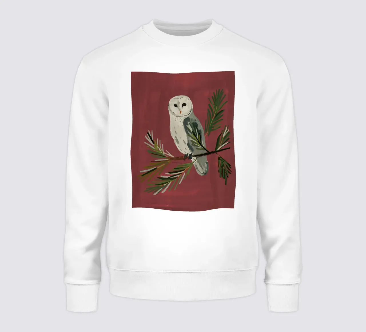 Owl on a Pine Branch sweatshirt by ThingDesign