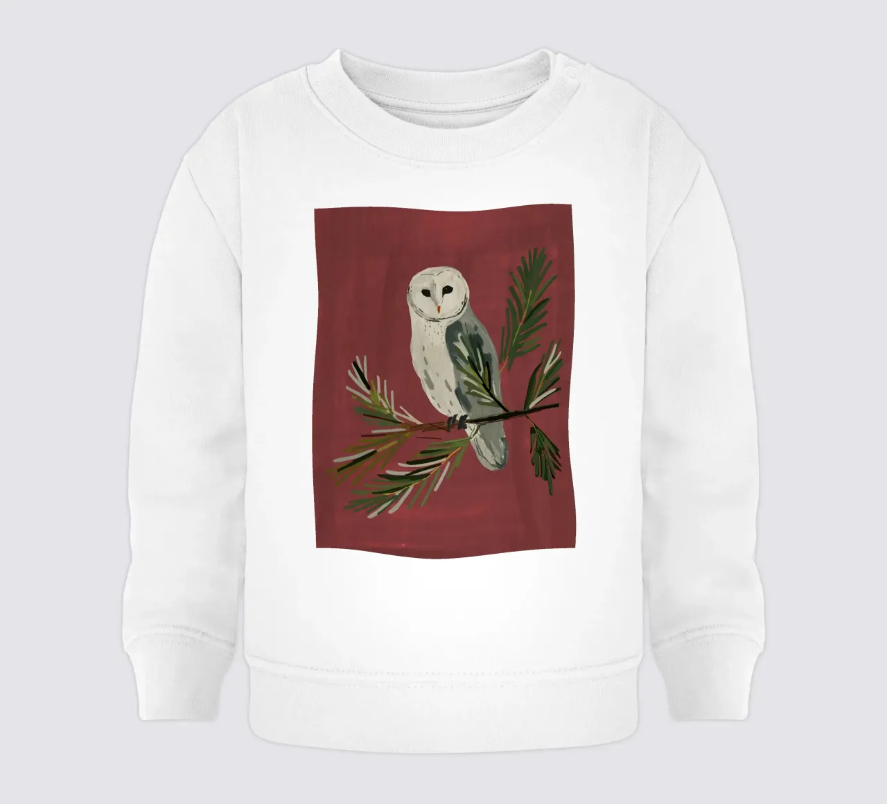 Búho en una rama de pino sudadera de bebé de ThingDesign