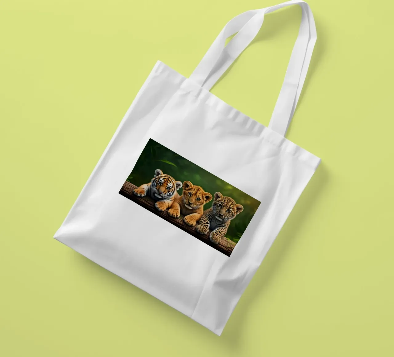 Cute tiger, lion and leopard cubs tote bag by Wild Beauty