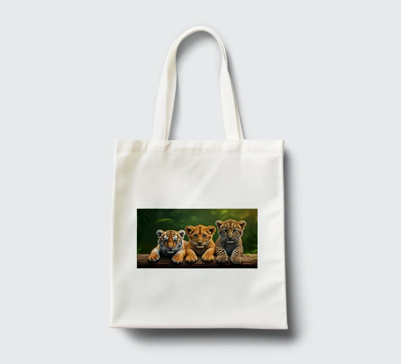 Cute tiger, lion and leopard cubs tote bag by Wild Beauty