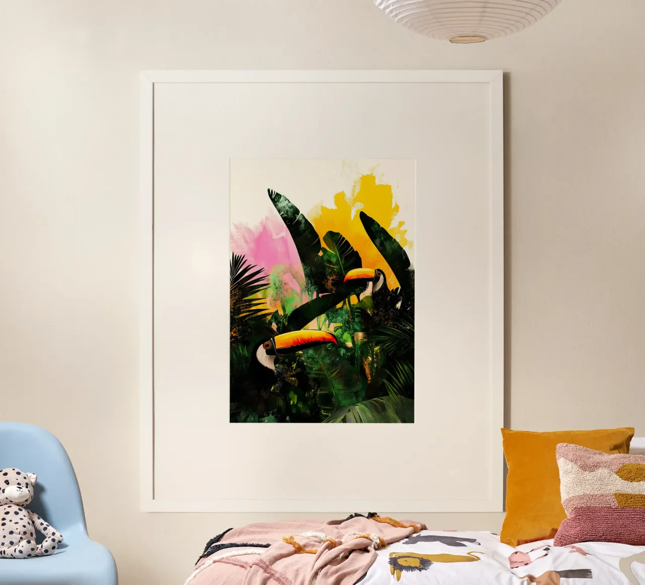 Vita nella giungla dei tucani poster con telaio in plastica da Justyna Jaszke JBJart