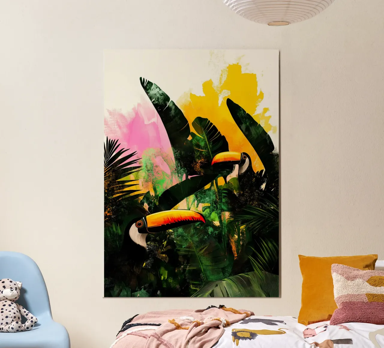 Vita nella giungla dei tucani poster con telaio in plastica da Justyna Jaszke JBJart