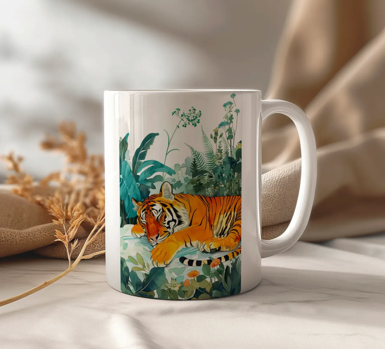 Tigre addormentata tazza in ceramica da Justyna Jaszke JBJart
