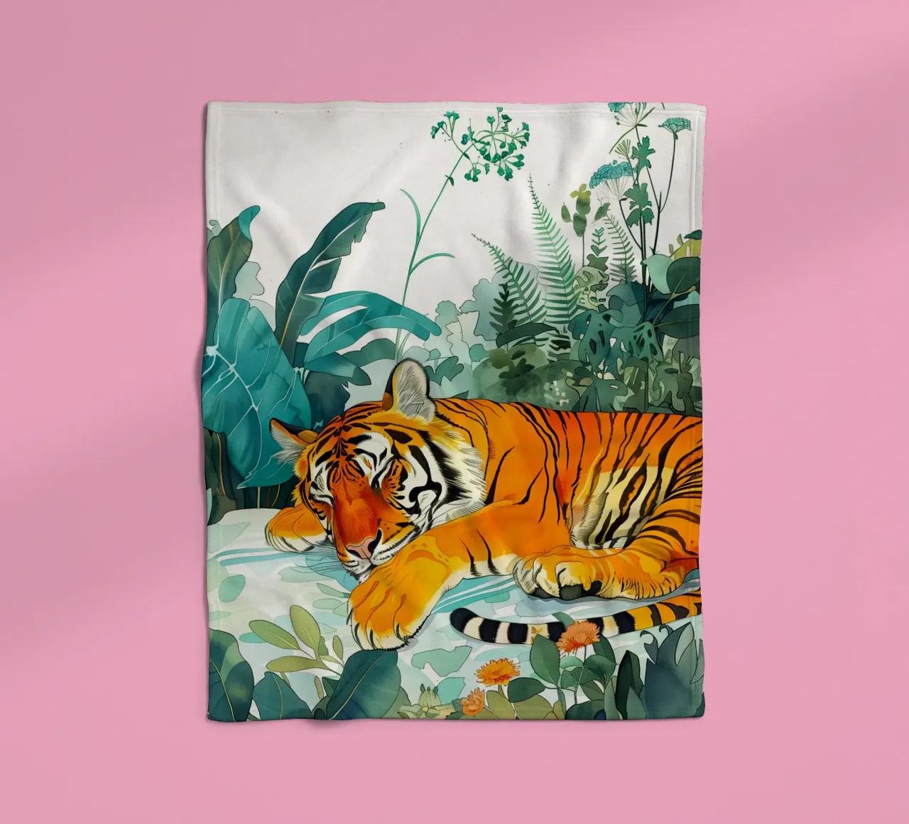 Tigre addormentata coperta in pile da Justyna Jaszke JBJart