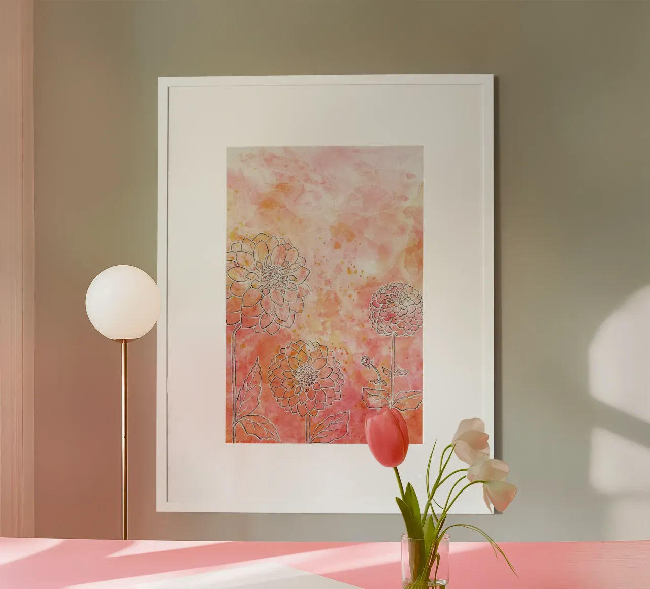 Dahlia poster con telaio in legno da Ctoft