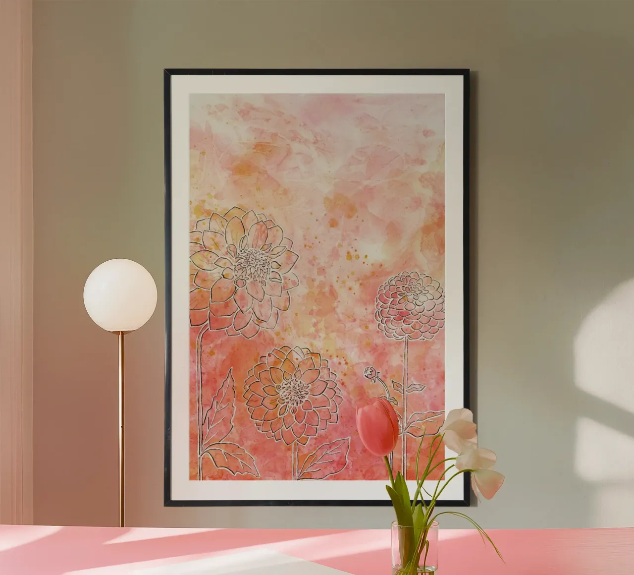 Dahlia poster con telaio in legno da Ctoft