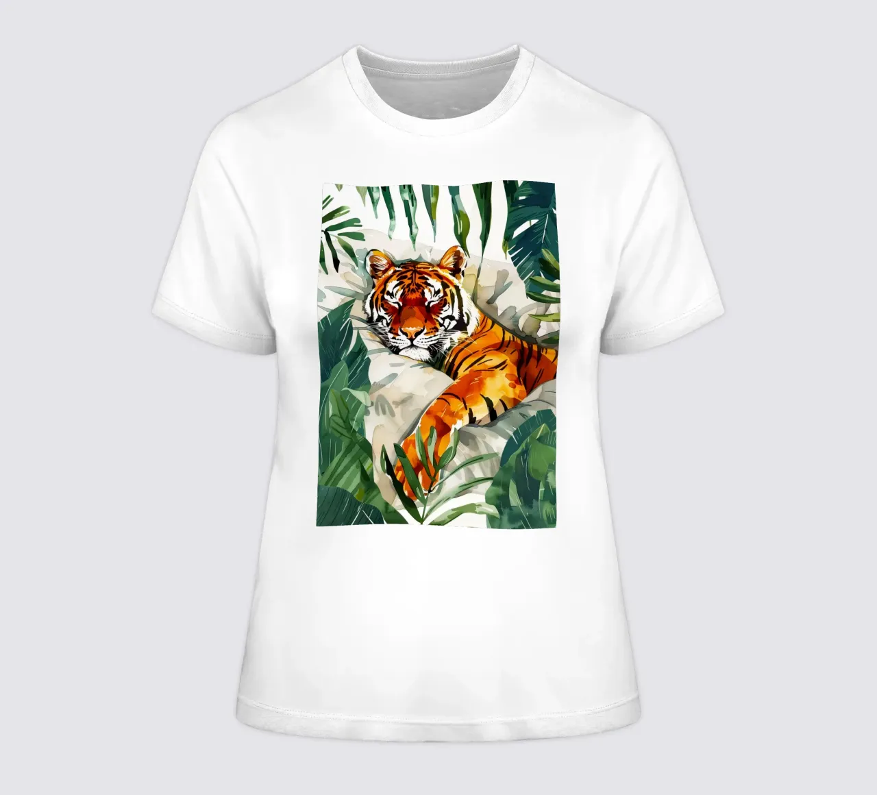 Sleeping tiger women's fitted t-shirt by Justyna Jaszke JBJart
