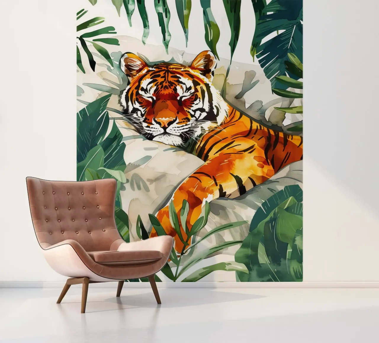 Slapende tijger fotobehang van Justyna Jaszke JBJart
