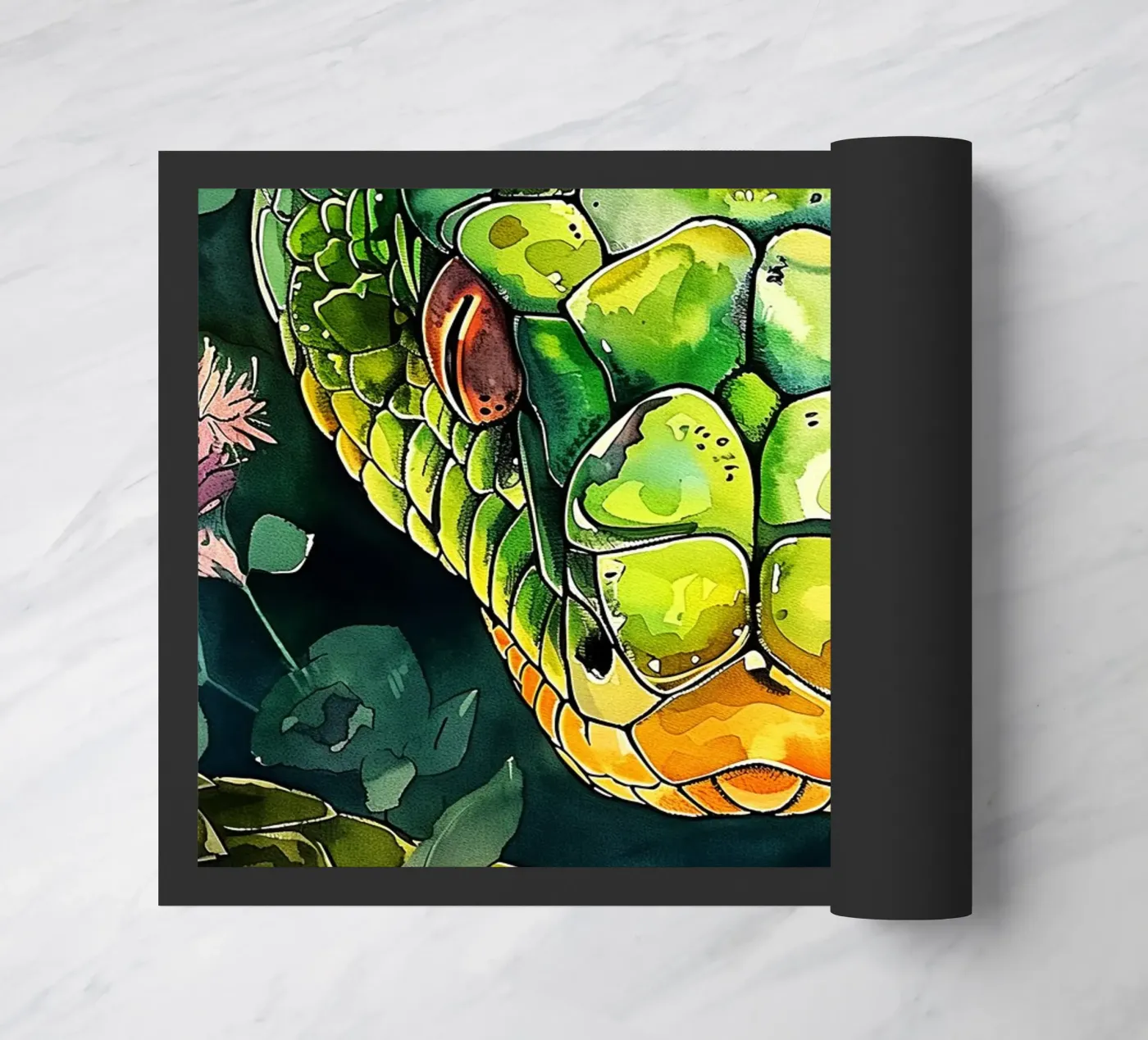 Green snake doormat by Justyna Jaszke JBJart